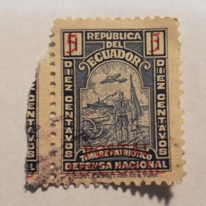 Stamp Latin America Ecuador 1937-1942 10c with 5c overprint Postal Tax