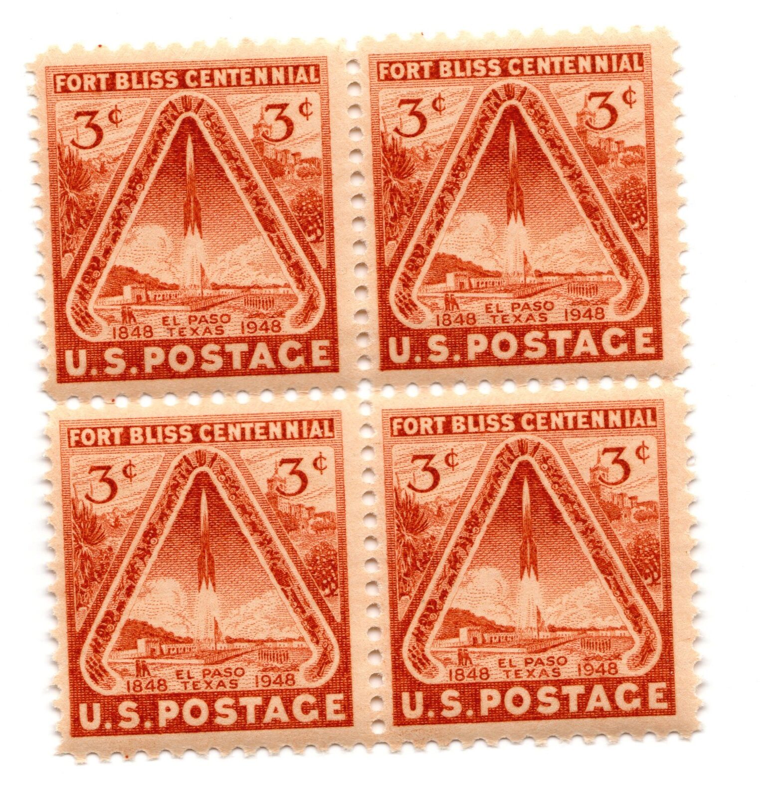 Scott #976 Fort Bliss El Paso Block of 4 Stamps - MNH