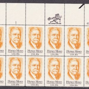 Scott #2095 Horace Moses Plate Block of 20 Stamps - MNH