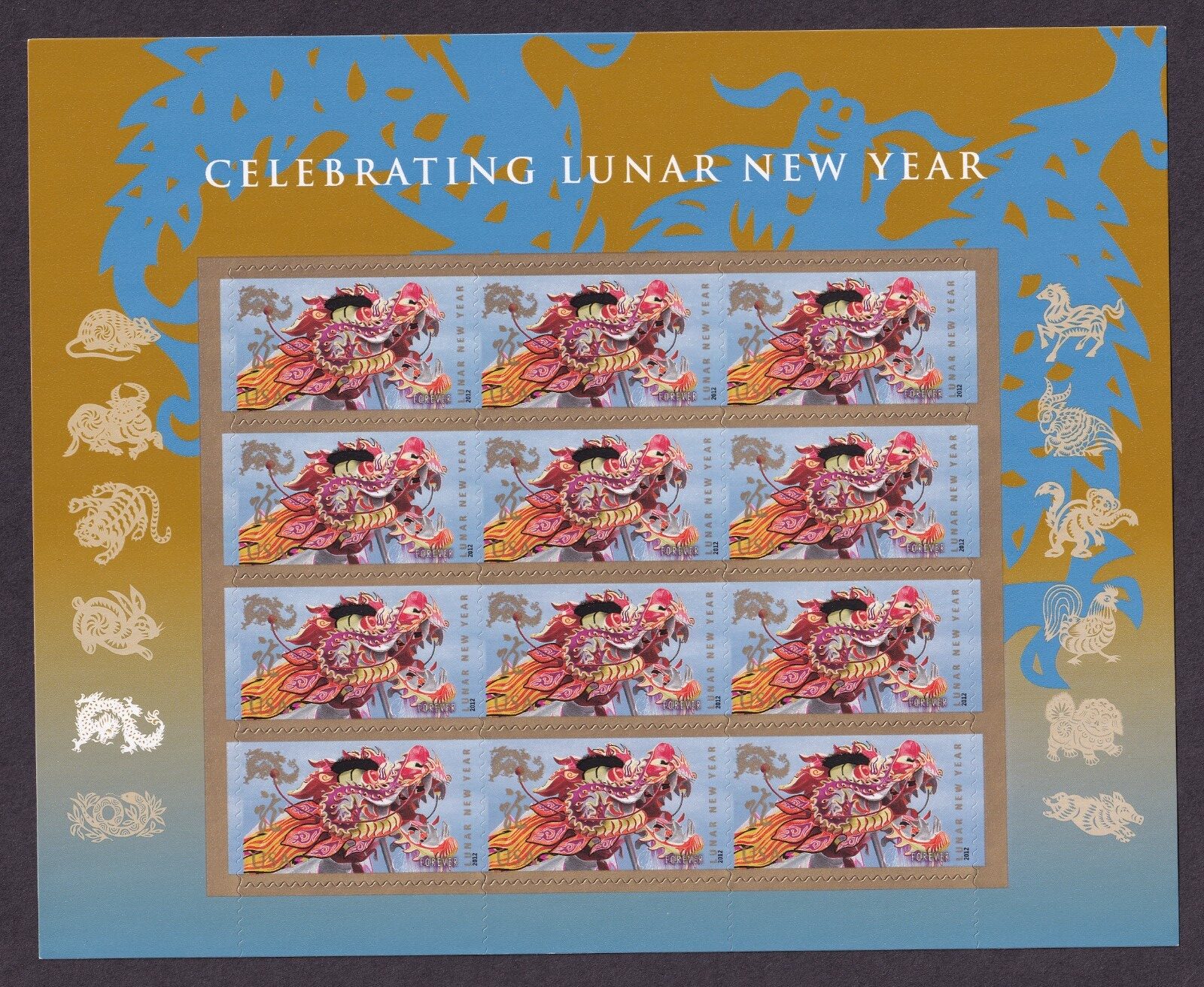 Scott #4623 New Year Dragon Sheet of 12 Forever Stamps - MNH