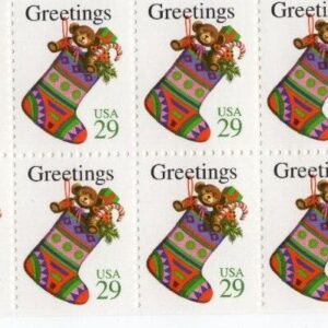 Scott #2872 Christmas Stocking Block of 20 Stamps - MNH