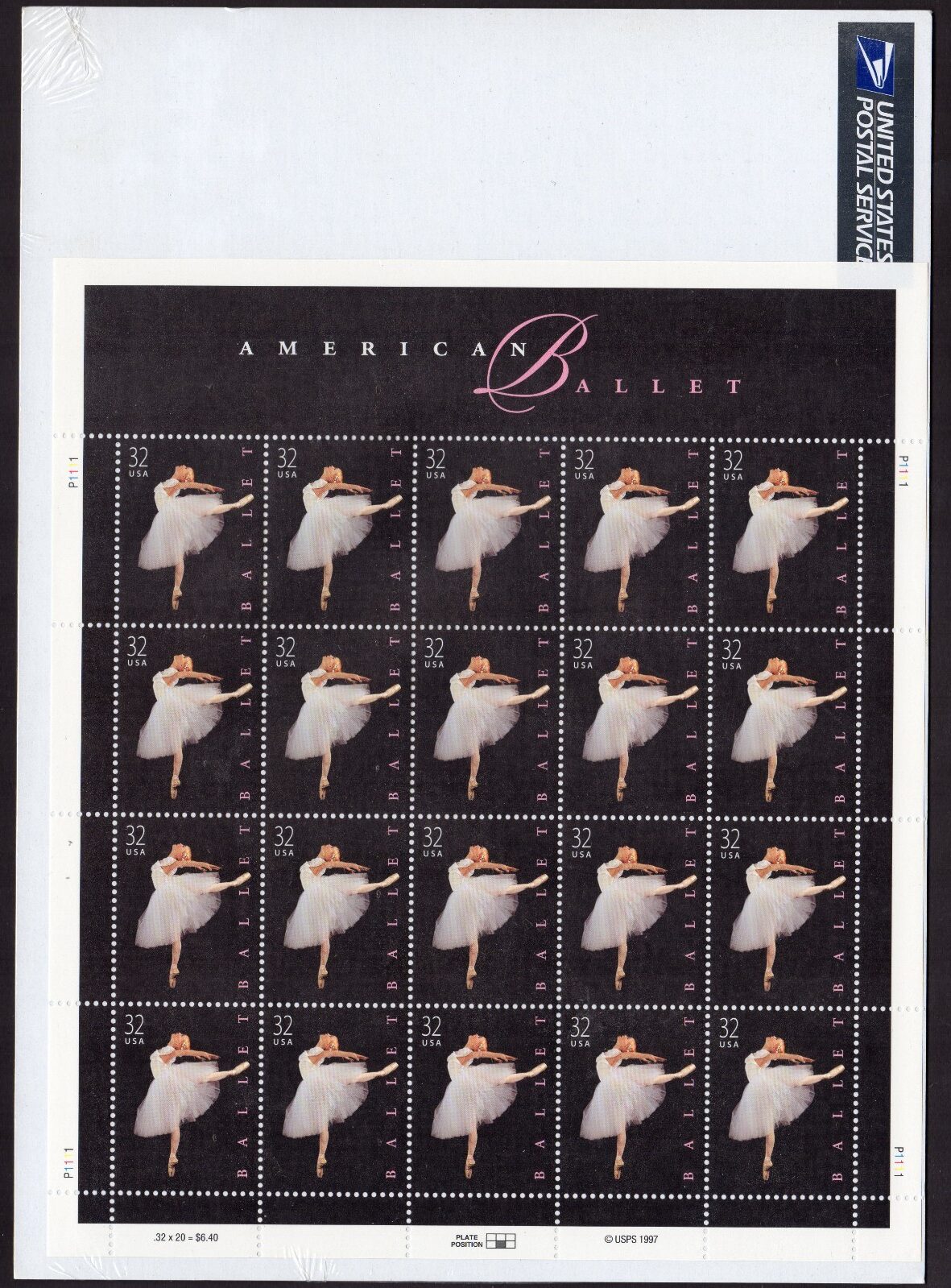 Scott #3237 American Ballet Sheet of 20 Stamps - Sealed White B