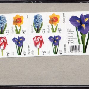 Scott #3903b Spring Flowers Booklet of 20 Stamps - Sealed Brown