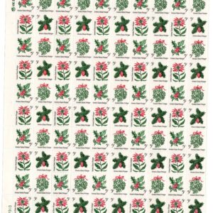 Scott #1257b Christmas Flowers Full Sheet of 50 Stamps - MNH P#27910 LL