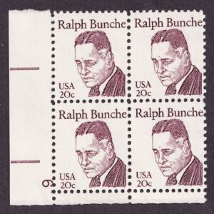 Scott #1860 Ralph Bunche Plate Block of 4 Stamps - MNH P#6 LL