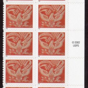 Scott #3646 Eagle Coverlet Plate Block of 10 Stamps- MNH P#P2222 Right