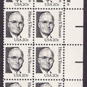 Scott #1862 Harry S. Truman Plate Block of 20 stamps - MNH P#1 LR (2) Copyrights