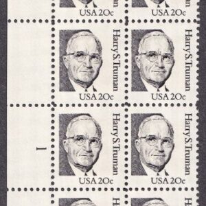 Scott #1862 Harry S. Truman Plate Block of 20 stamps - MNH P#1 LL (2) Copyrights