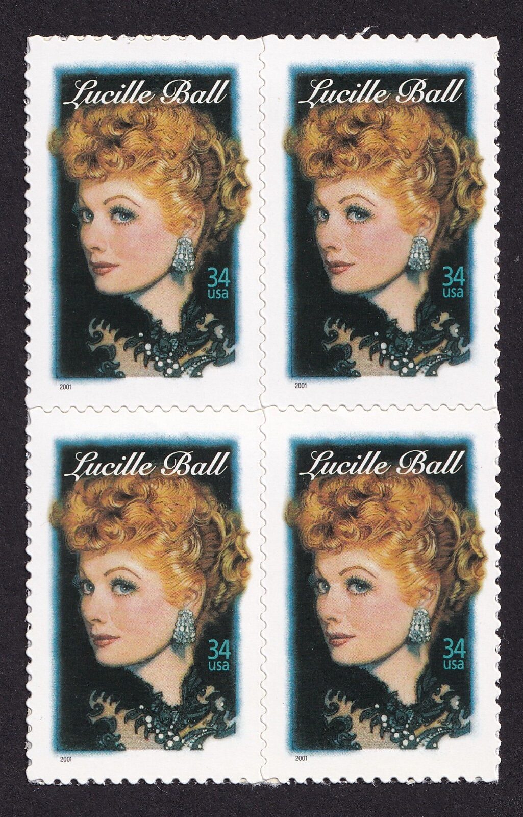 Scott #3523 Lucille Ball (Legends of Hollywood) Block of 4 Stamps - MNH