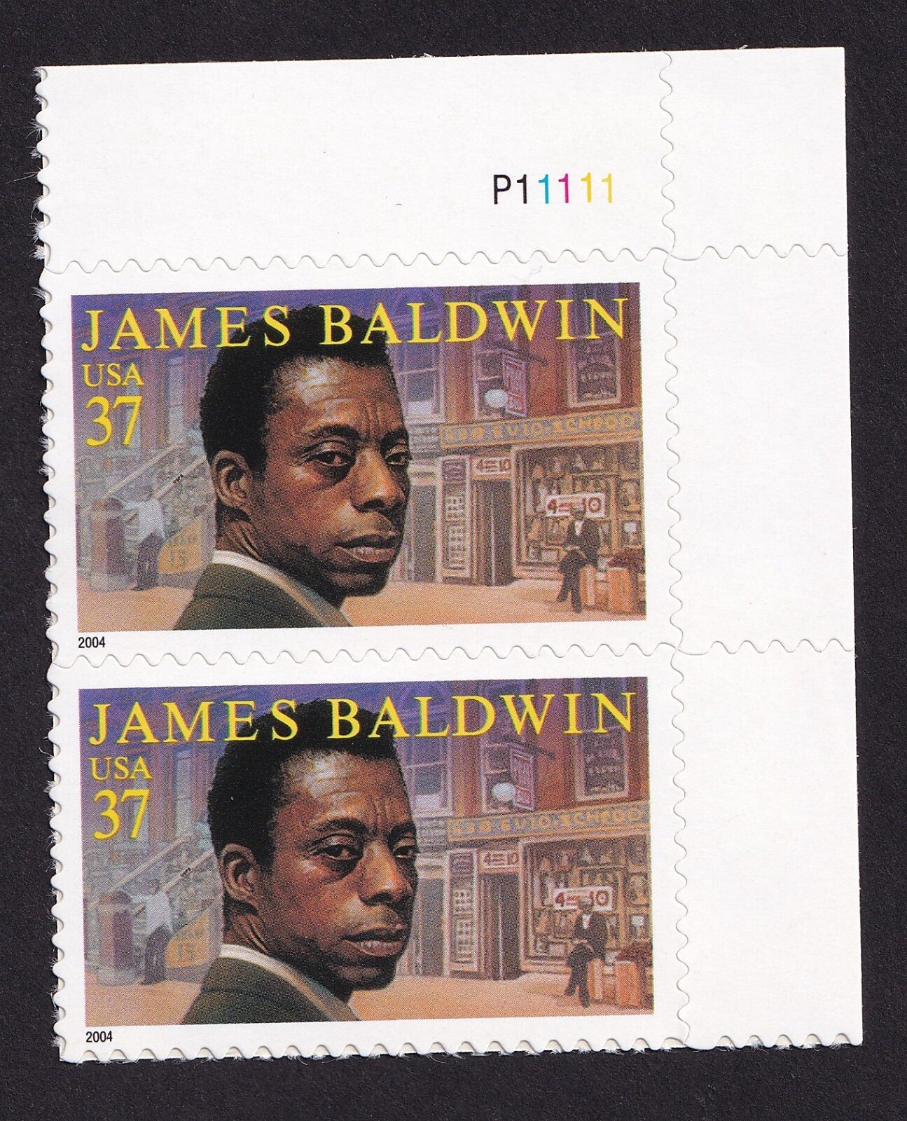 Scott #3871 James Baldwin Plate # Pair of 37¢ Stamps - MNH UR