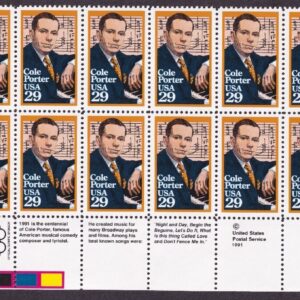 Scott #2550 Cole Porter (Black Heritage) Plate Block of 20 Stamps - MNH LL