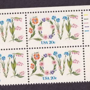 Scott #1951 Love Flowers Plate Block of 4 Stamps - MNH UR