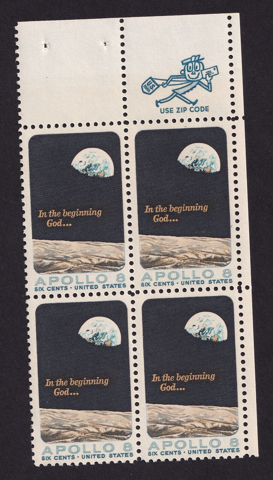 Scott #1371 Apollo 8 Zip Block of 4 Stamps - MNH