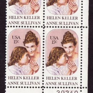 Scott #1824 Helen Keller Anne Sullivan Plate Block of 4 Stamps - MNH P#39340 LR