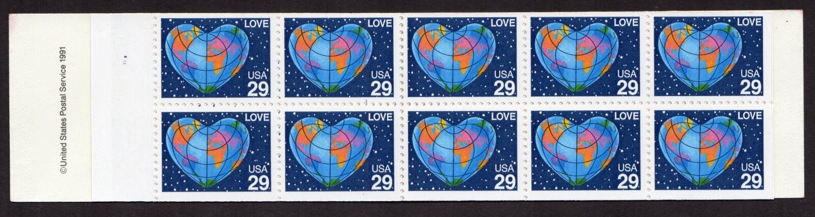 Scott #BK188 (2536a) Love Heart World Map Booklet of 20 Stamps - MNH P#1113