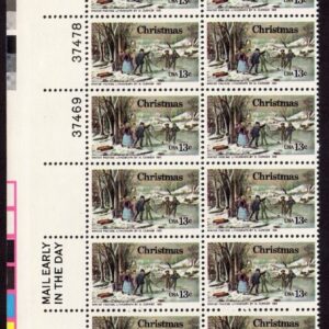 Scott #1702 Christmas Winter Pastime Plate Block of 20 Stamps - MNH UL