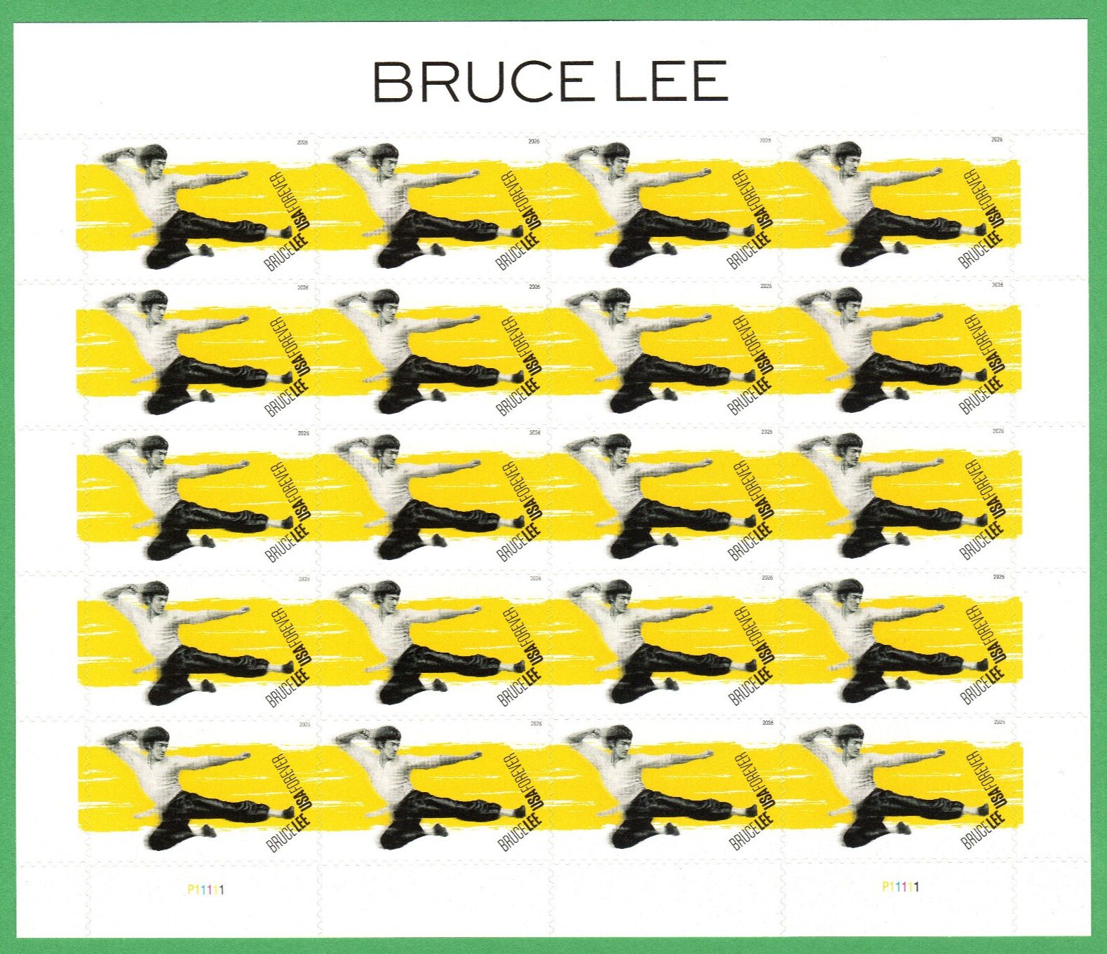 Scott #6055 Bruce Lee Sheet of 20 Forever Stamps - MNH 2026