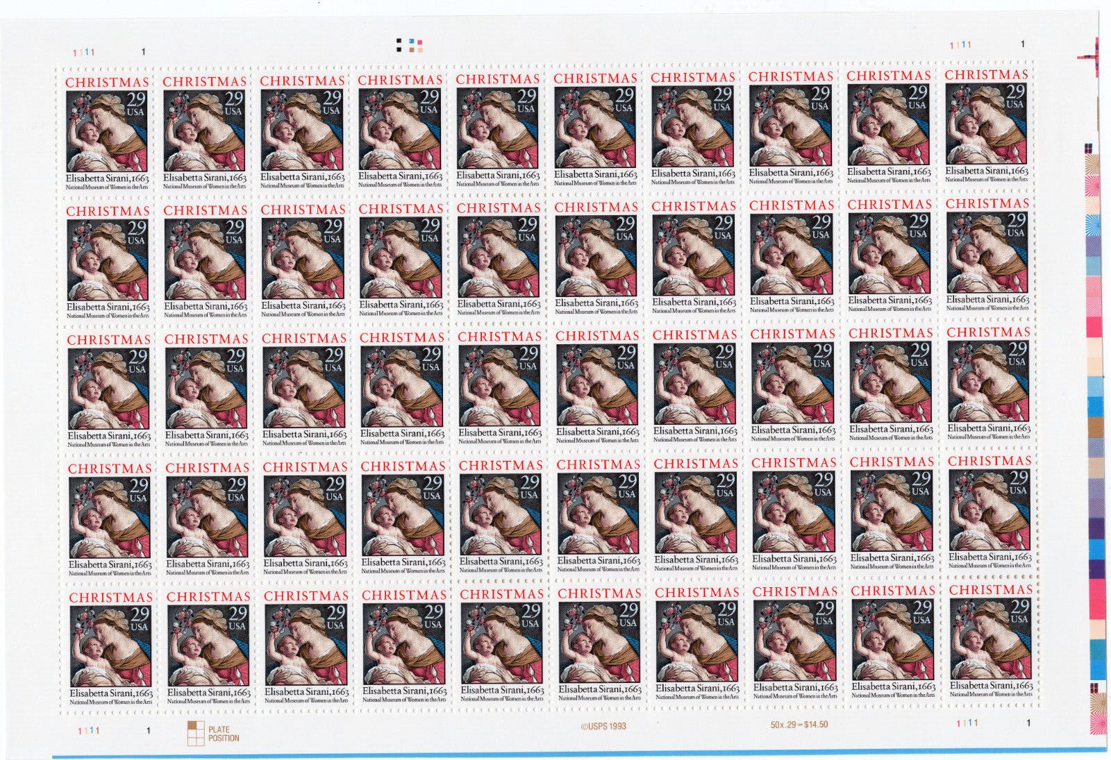 Scott #2871 Madonna & Child (Sirani) Sheet of 50 Stamps - MNH