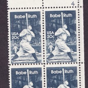 Scott #2046 George Herman Babe Ruth 20¢ Plate Block of 4 Stamps - MNH P#4 UR