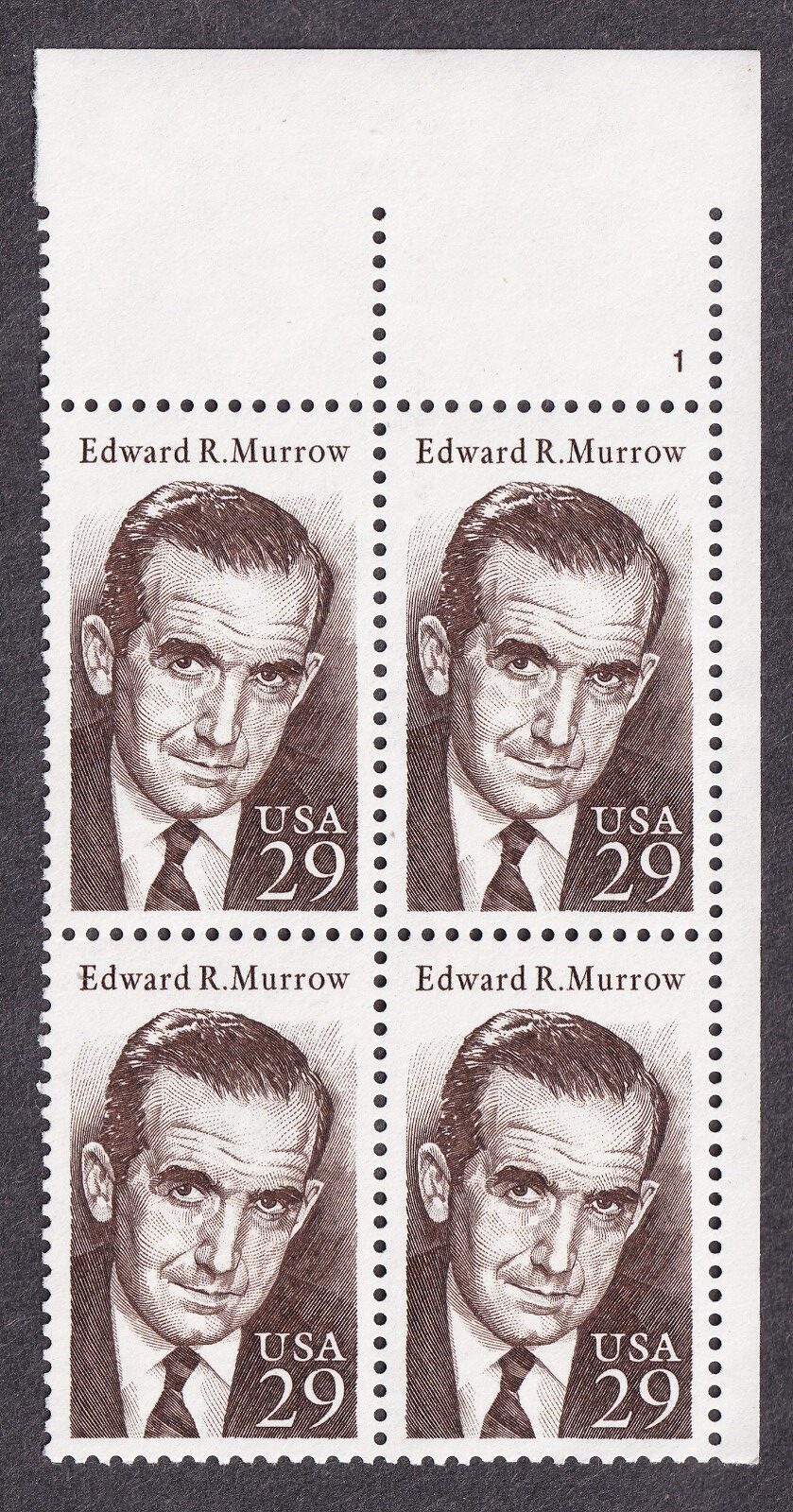 Scott #2812 Edward Murrow Plate Block of 4 Stamps - MNH P#1 UR