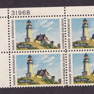 Scott #1391 Maine Lighthouse at North Point Plate Block of 4 Stamps - MNH UL
