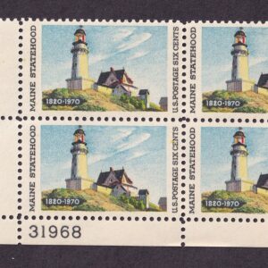 Scott #1391 Maine Lighthouse at North Point Plate Block of 4 Stamps - MNH LL
