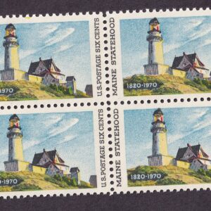 Scott #1391 Maine Lighthouse at North Point Block of 4 Stamps - MNH