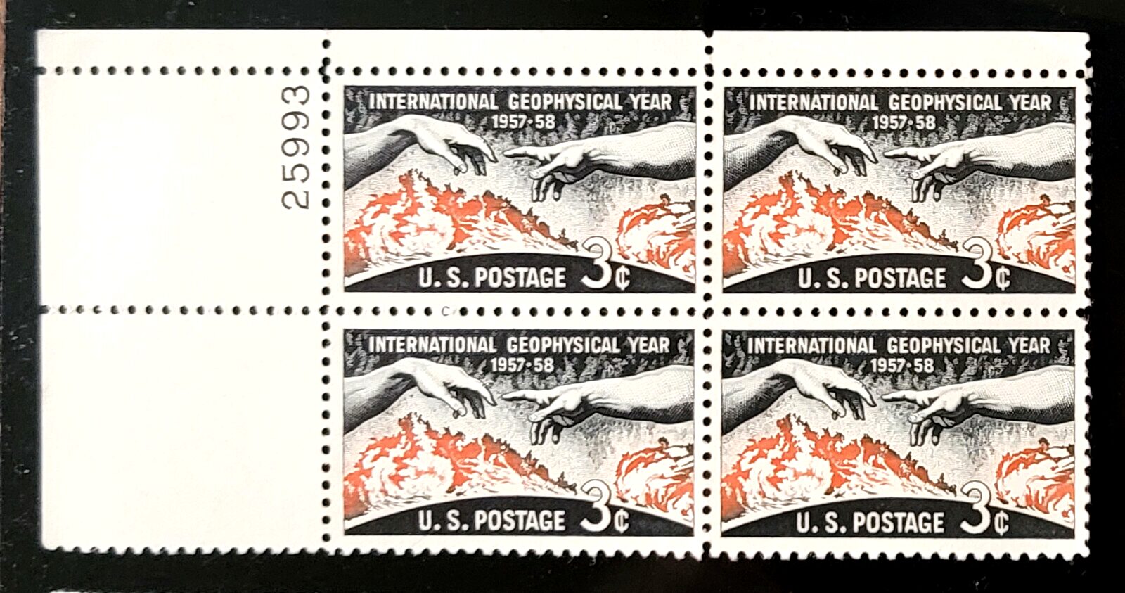 Scott #1107 Geophysical Year Plate Block of 4 Stamps - MNH P#25993 UL