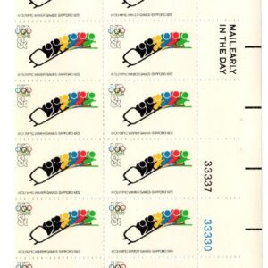 Scott #1461 Olympic Bobsledding Plate Block of 20 Stamps - MNH LR