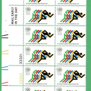 Scott #1462 Olympic Track & Field Plate Block of 20 Stamps - MNH LL