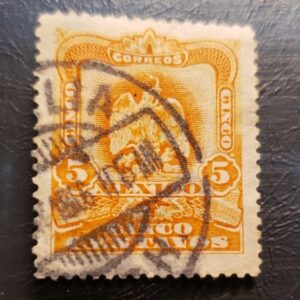 Stamp Latin America Mexico 1903 Coat of Arms 5c A28 #307 orange used