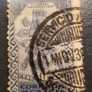 Stamp Latin America Mexico 1947 Airmail 40c Aztec Birdman AP20 C174 blue gray