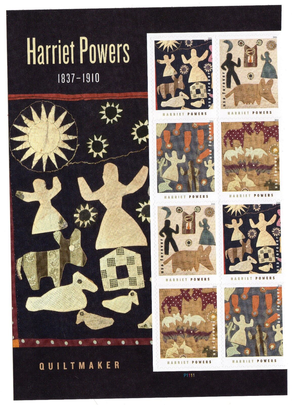 Scott #6058 Harriet Powers Title Plate Block of 8 Forever Stamps - MNH 2026