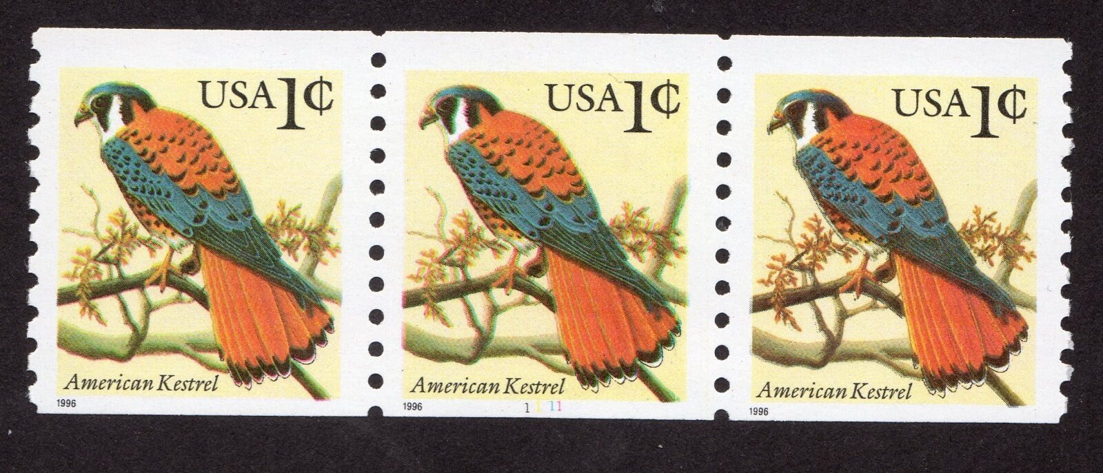 Scott #3044 American Kestrel Plate # (PNC3) 3 Stamp Coil - MNH P#1111 Small Date
