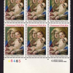 Scott #2026 Christmas Madonna (Tiepolo) Plate Block of 6 Stamps - MNH
