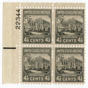 Scott #809 The White House Plate Block of 4 Stamps - MNH P#22344 UL