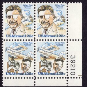 Scott #c95-c96a Wiley Post Airmail Plate Block of 4 Stamps - MNH P#39210 LR