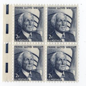 Scott #1280 Frank Lloyd Wright Block of 4 Stamps - MNH w/EE Selvage