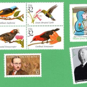 Scott #3221-3225a-3226-3227 Benet Birds Organs Hitchcock Block Single Stamp MNH