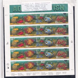 Scott #3320b (3317) Aquarium Fish Sheet of 20 Stamps Mystic P#B1111 unused mount