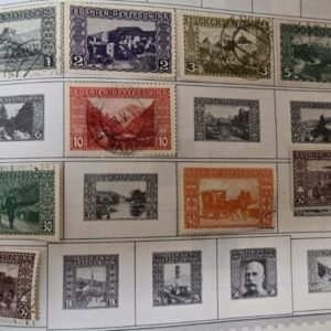 Stamp Bosnia 1906 #30-33, 35, 38, 40, 42 x2 all used except #31 (MH)