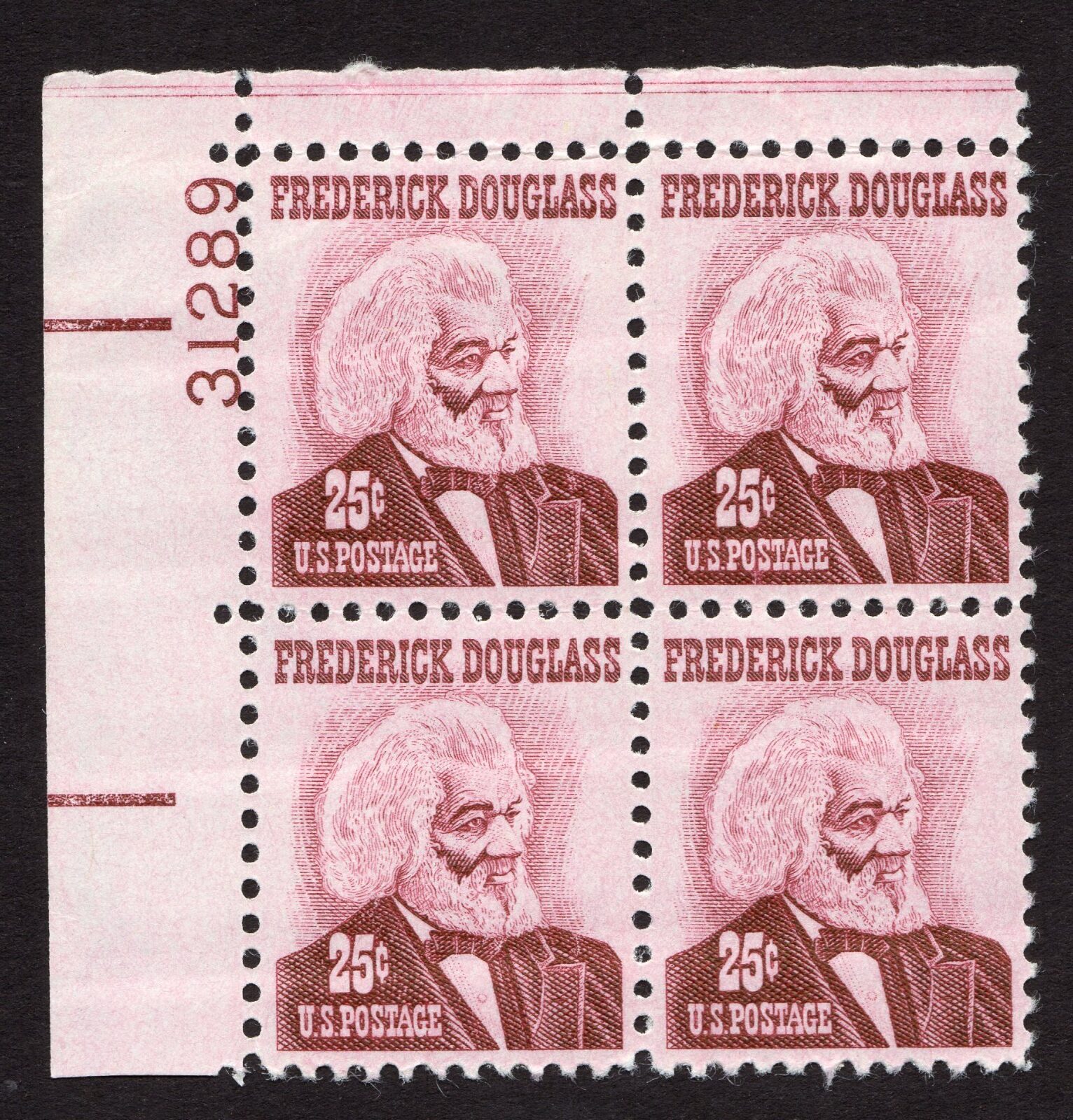 Scott #1290 Frederick Douglas Plate Block of 4 Stamps - MNH P#31289 UL #2