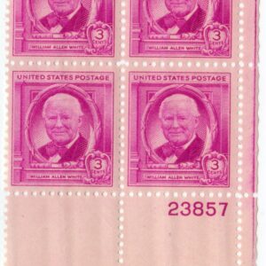 Scott #960 William Allen White Plate Block of 4 Stamps - MNH P#23857 LR