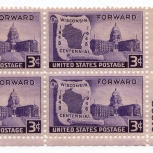 Scott #957 Wisconsin Forward Plate Block of 4 Stamps - MNH P#23816 LR