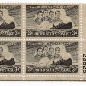 Scott #956 Immortal Chaplains Plate Block of 4 Stamps - MH P#23825 LR