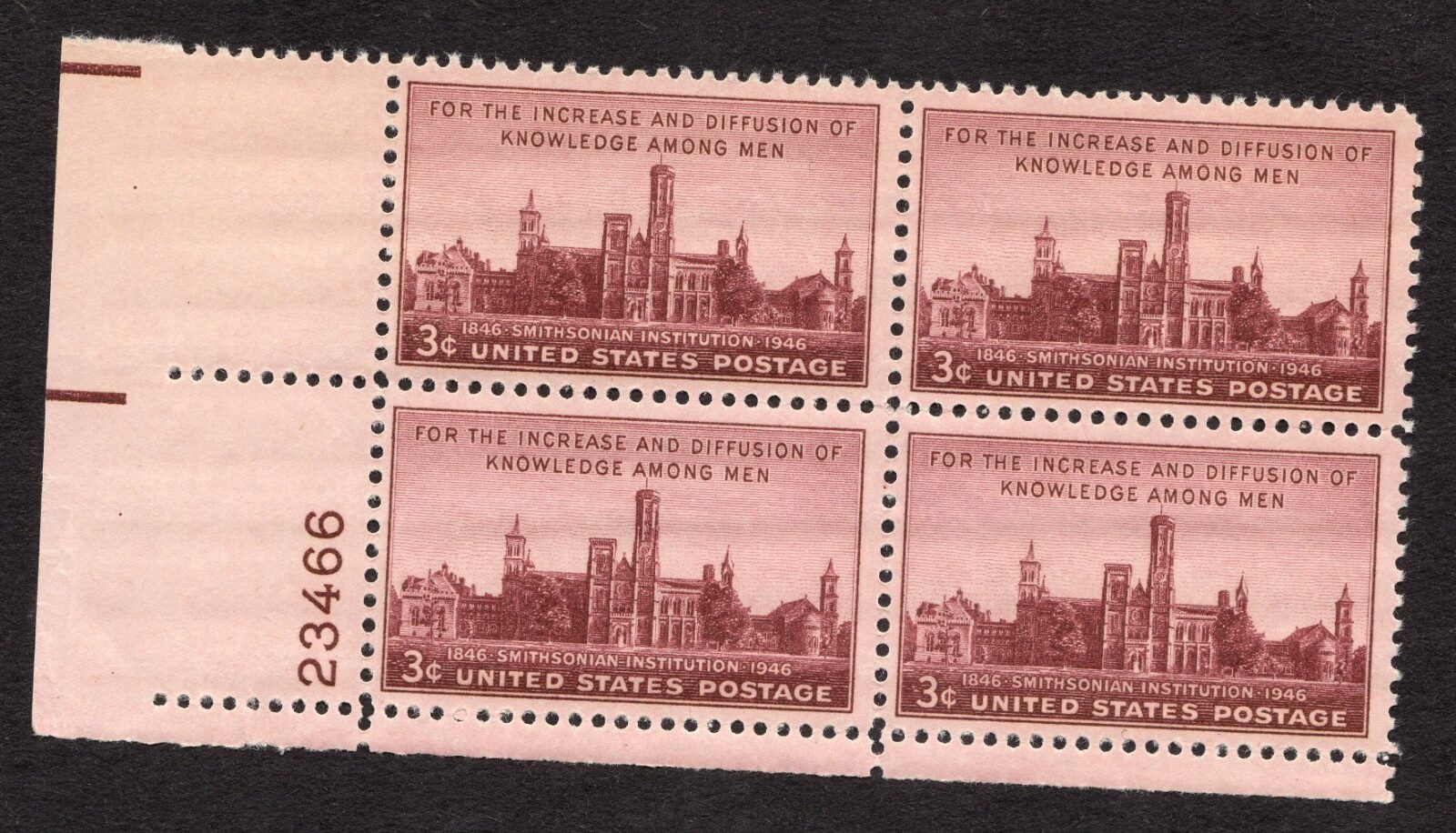 Scott #943 Smithsonian Institution Plate Block of 4 Stamps - MNH P#23466 LL