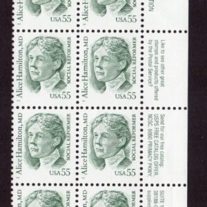 Scott #2940 Alice Hamilton, MD Plate Block Of 12 Stamps - MNH w/descript P#B2 UR