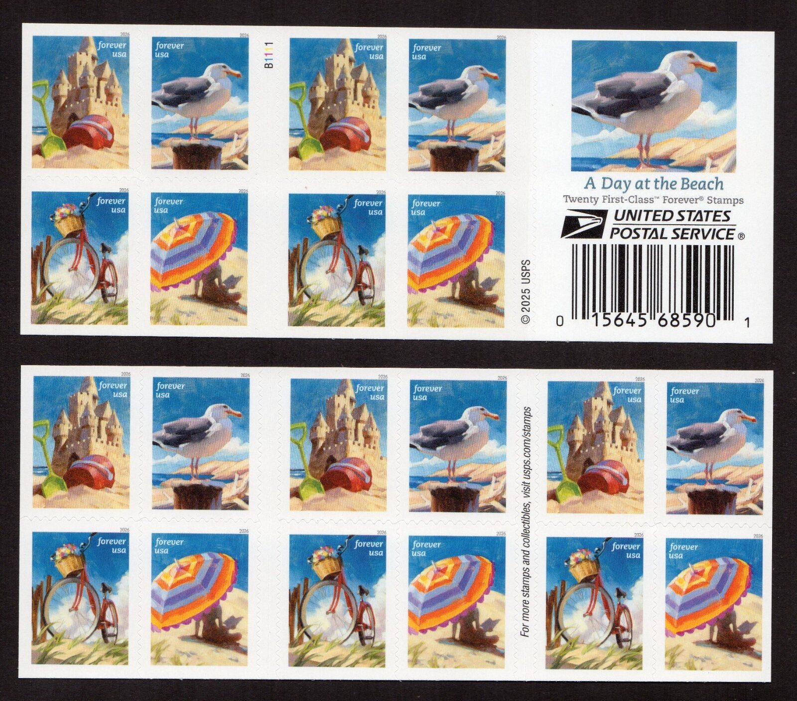 Scott #6073a A Day at the Beach Booklet of 20 Forever Stamps - MNH