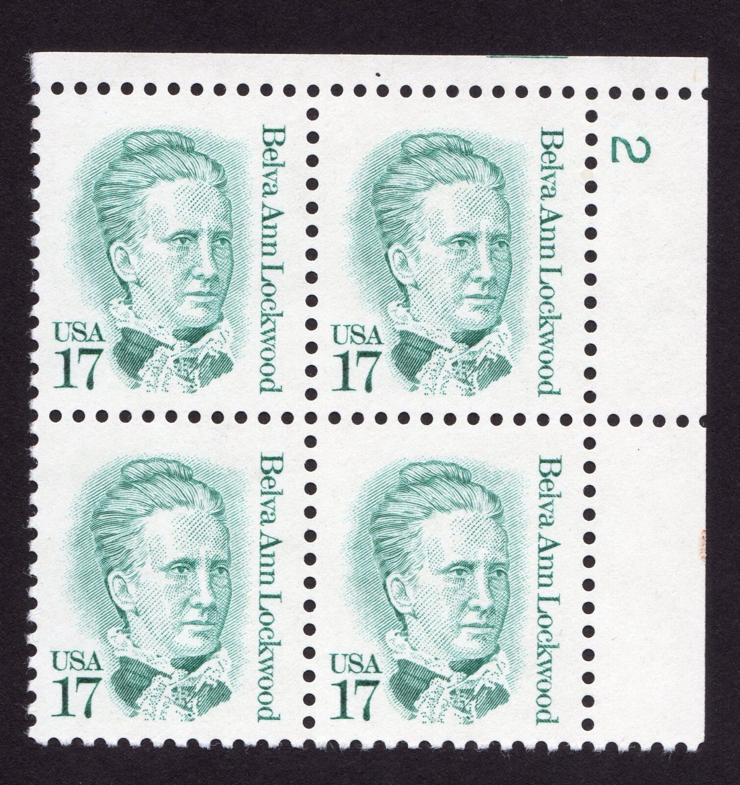 Scott #2178 Belva Ann Lockwood Plate Block Of 4 Stamps - MNH P#2 UR