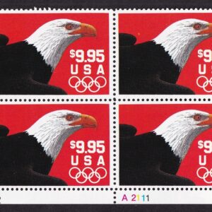 Scott #2541 Eagle Olympics $9.95 Plate Block of 4 Stamps - MNH P#A1111-2 LL